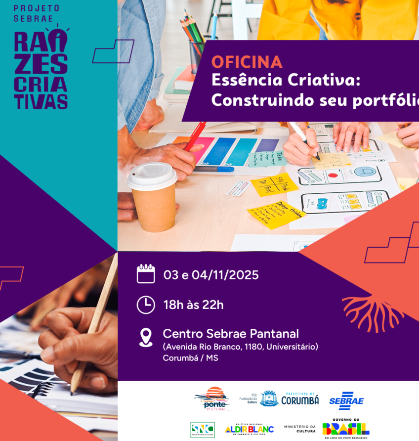 Economia criativa em foco: Sebrae realiza oficina gratuita sobre portfólio em Corumbá e Ladário
