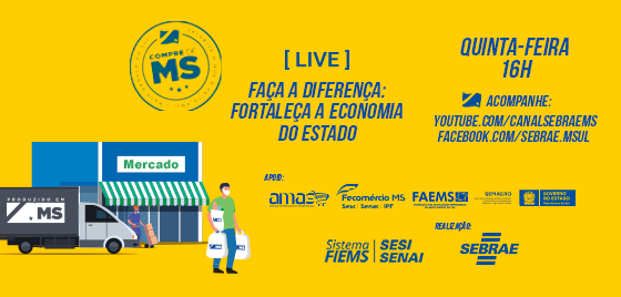 Transmiss&atilde;o ocorre nos canais oficiais do Sebrae/MS