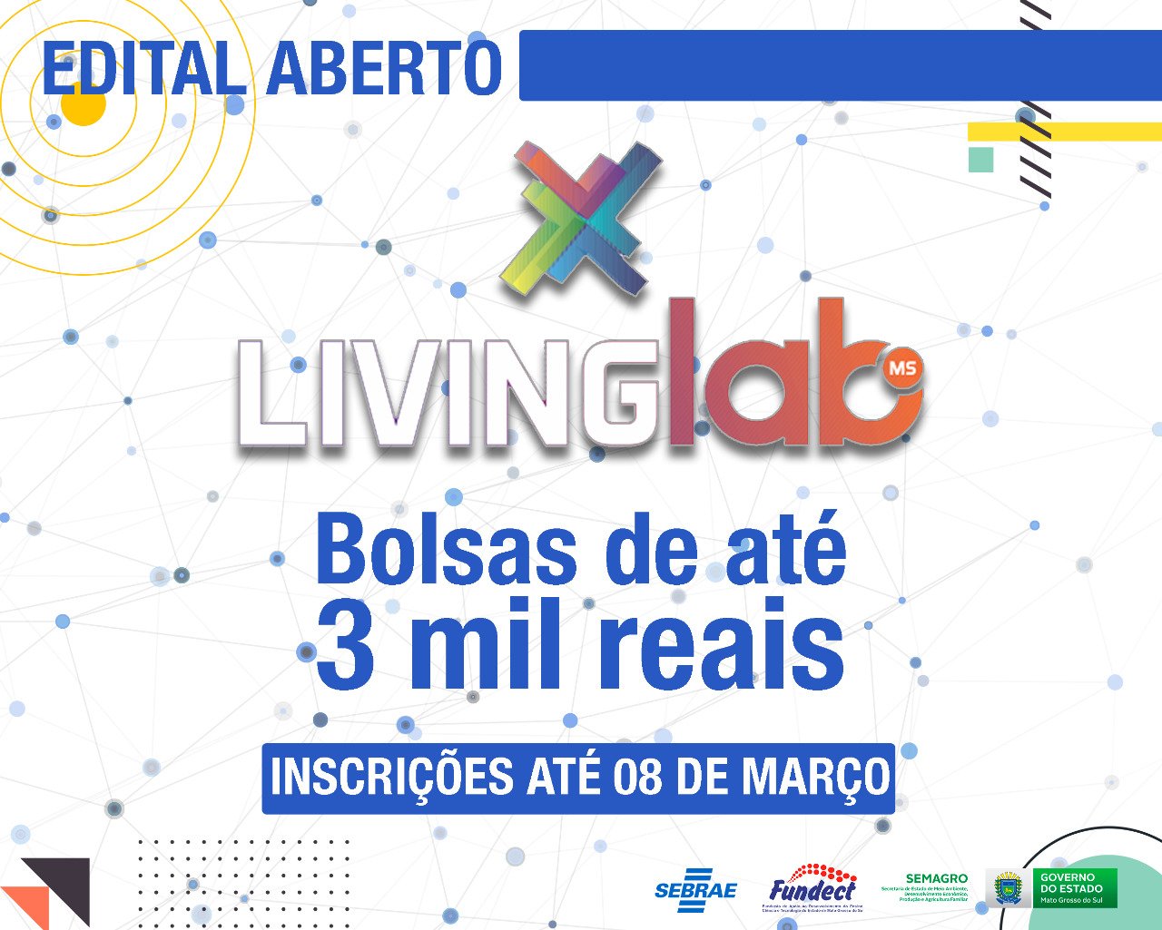 Living Lab e Fundect oferecem bolsa de at&eacute; R$ 3 mil para estudantes